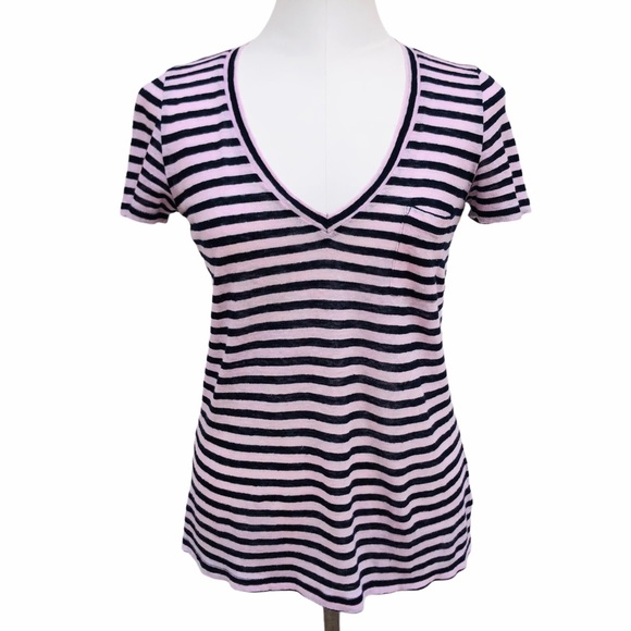 J. Crew Tops - J. Crew Linen V-neck pocket T-shirt in stripe